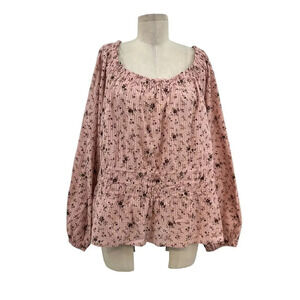Madewell Plus Sophia Top‎ in Bouquet Floral Wisteria Dove Pink Plus Size 3X